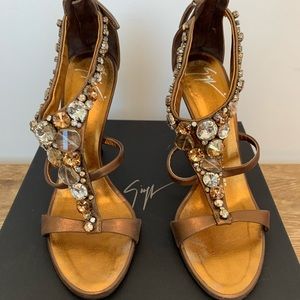 Giuseppe Zanotti Jeweled T-Strap Heels